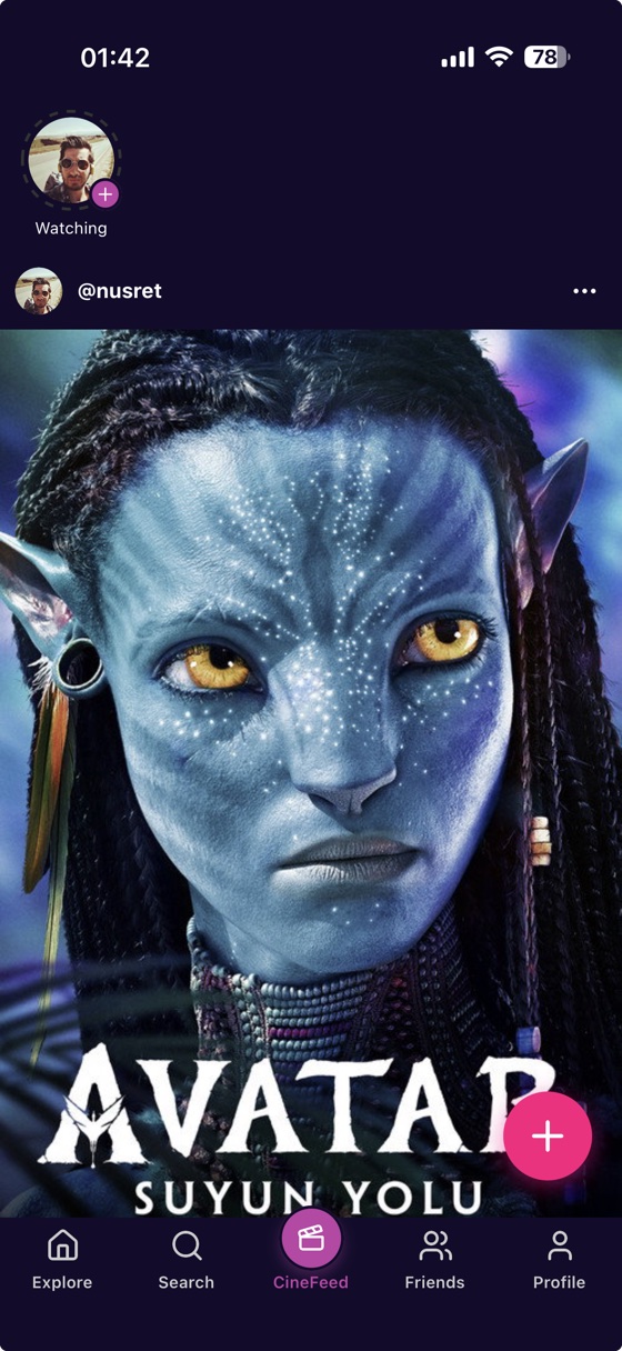 CineFeed — @nusret's Avatar: The Way of Water post and Watching status